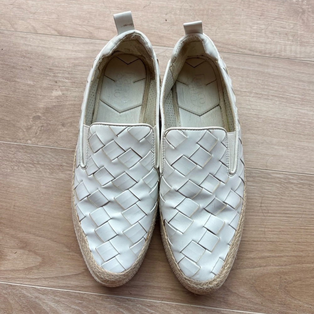 Franco Sarto White Woven Slip-On Espadrilles